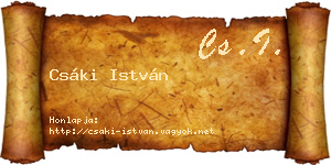 Csáki István névjegykártya